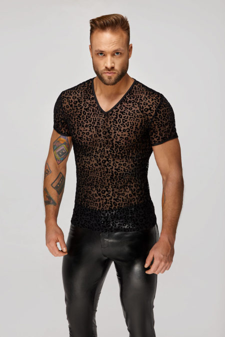 noir-handmade-H071-mens-sheer-v-neck-t-shirt-with-leopard-flock